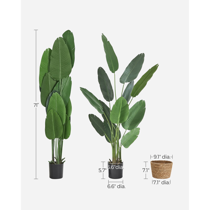 Sand & Stable 71" Faux Banana Leaf Tree with Planter Basket & Reviews